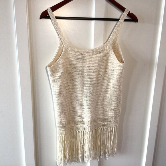 Cloud Chaser Tank Top Knit Fringe Boho Style Crochet - Picture 7 of 7